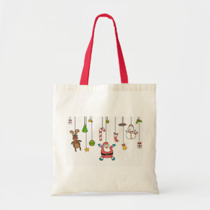 Bolso De Tela Personalizado Cute Santa y amigos Navidades