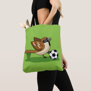 Bolso De Tela Personalizado Cute Sparrow Jugando Fútbol