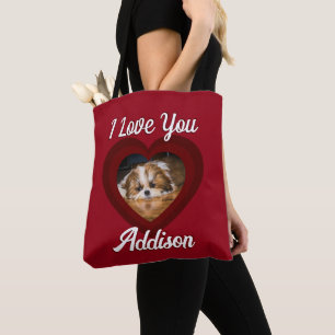 Bolso De Tela Personalizado de amor de San Valentín perro de cor