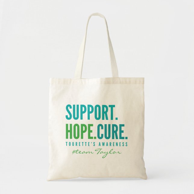 Bolso De Tela personalizado de apoyo de tourette esperanza cura  (Frente)
