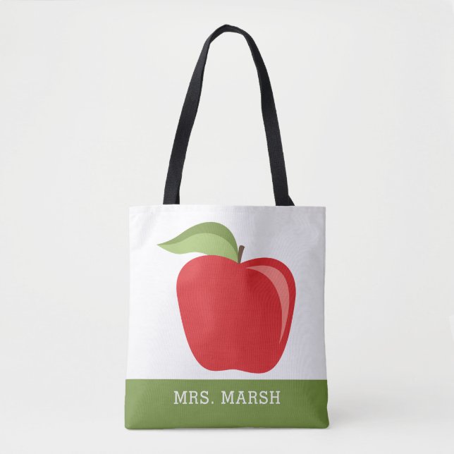 Bolso De Tela Personalizado de Apple con Apple moderna (Anverso)