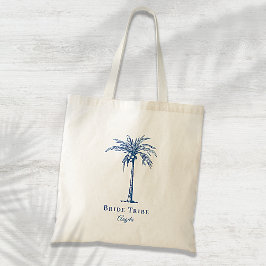 Bolso De Tela Personalizado de árbol de palmas tropicales azul d