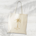 Bolso De Tela Personalizado de árbol de palmas tropicales de oro<br><div class="desc">Esta divertida bolsa de palma tropical con las palabras "tribu de novias" en oro es la perfecta dama de honor o regalo de bienvenida para un destino de playa tropical o un boda al aire libre. Personalízalo con el nombre de tu dama de honor.</div>