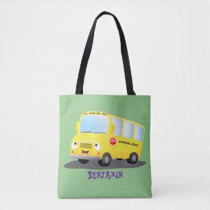 Bolso De Tela Personalizado de autobús escolar alegre y amarillo