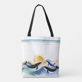Bolso De Tela Personalizado de ballenas y oleadas felices de Blu