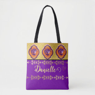 Bolso De Tela Personalizado de bonito Fairy Purple y Gold