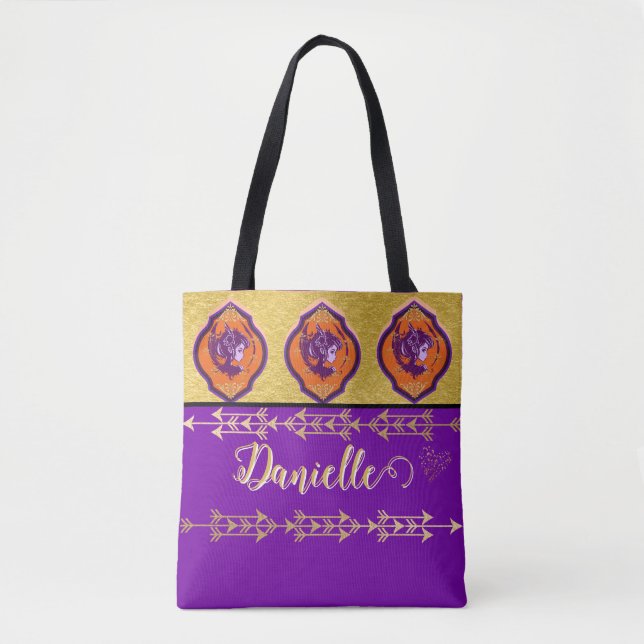 Bolso De Tela Personalizado de bonito Fairy Purple y Gold (Anverso)