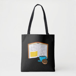 Bolso De Tela Personalizado de Café y Donut para Libros