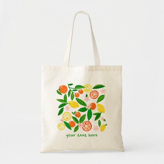 Bolso De Tela Personalizado de Celebración de Cítricos Mercado d (Frente)
