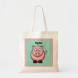 Bolso De Tela Personalizado de cerdo rosado de salida, divertida