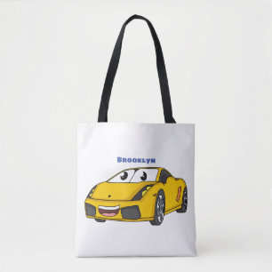 Bolso De Tela Personalizado de coche deportivo amarillo alegre