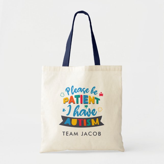 Bolso De Tela Personalizado de coincidencia de familia de autism (Frente)