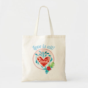 Bolso De Tela Personalizado de Corazón de Acuarela