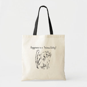 Bolso De Tela Personalizado de Cute Kitty   La felicidad es un g
