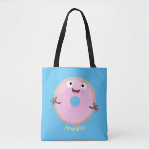 Bolso De Tela Personalizado de donut rosa alegre y brillante