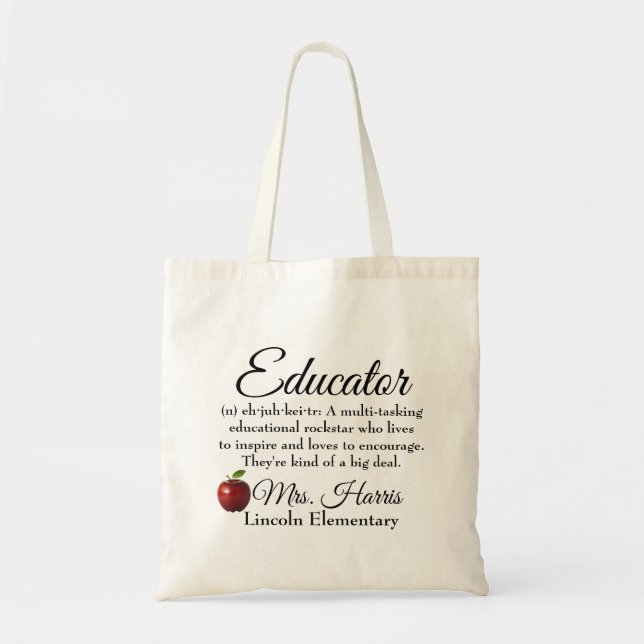 Bolso De Tela Personalizado de Educator Rock Star (Frente)