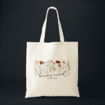 Bolso De Tela Personalizado de estilo de guion de la dama de hon<br><div class="desc">¿Buscando un regalo lindo para tu fiesta de novias boda? Echa un vistazo a esta Boda Floral Personalizado de Estilo de Guión de Novias Totebag.</div>
