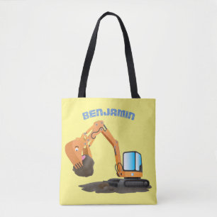 Bolso De Tela Personalizado de excavadora de naranja cúpula