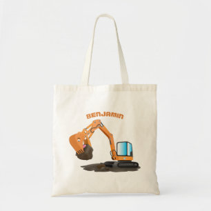 Bolso De Tela Personalizado de excavadora de naranja cúpula