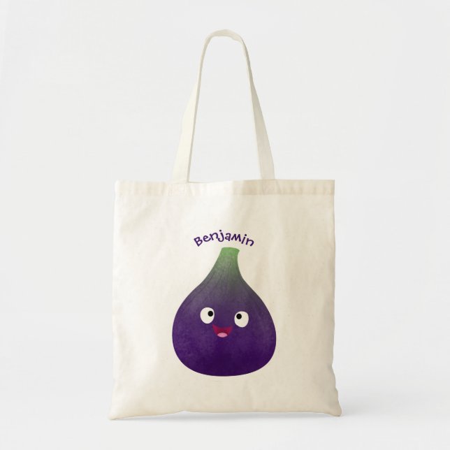 Bolso De Tela Personalizado de fruta púrpura feliz (Frente)