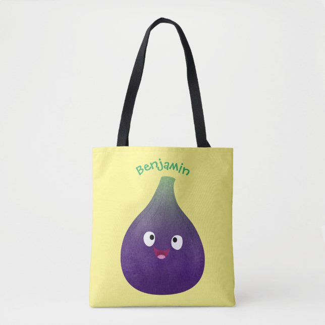 Bolso De Tela Personalizado de fruta púrpura feliz (Anverso)