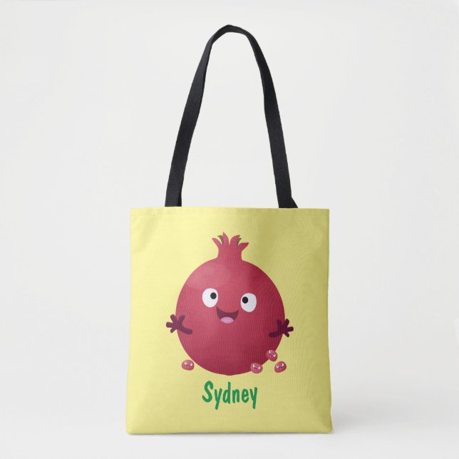 Bolso De Tela Personalizado de frutas pomegranadas alegres (Anverso)