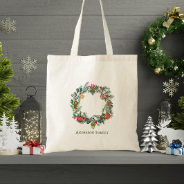Bolso De Tela Personalizado de guirnaldas y ornamentos de Navida