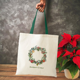 Bolso De Tela Personalizado de guirnaldas y ornamentos de Navida