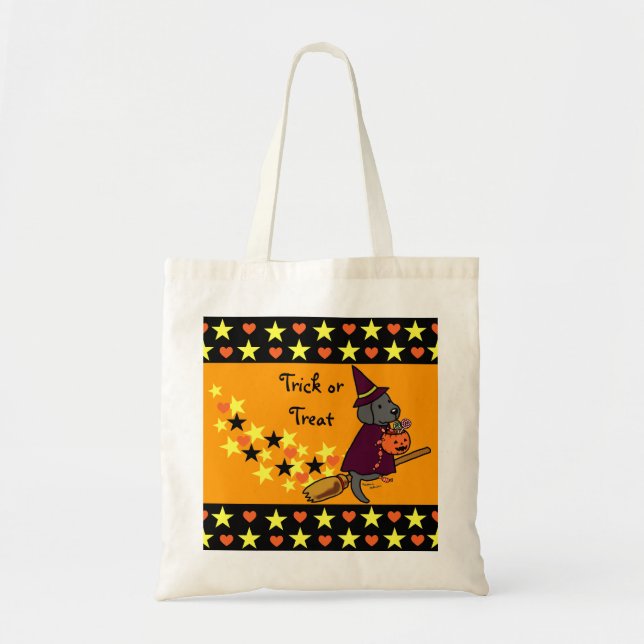 Bolso De Tela Personalizado de Halloween Black Labrador 1 (Frente)