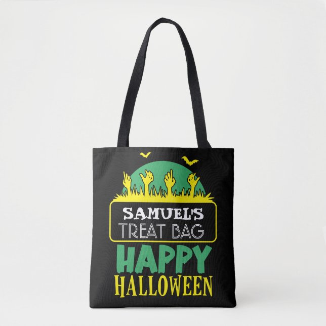 Bolso De Tela Personalizado de Halloween Candy & Treat Tote Bag (Anverso)