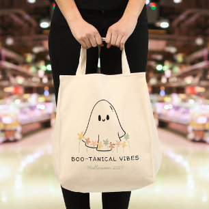 Bolso De Tela Personalizado de Halloween Ghost Floral Boo-tanic