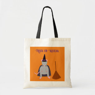 Bolso De Tela Personalizado de Halloween Witch Rat and Broom