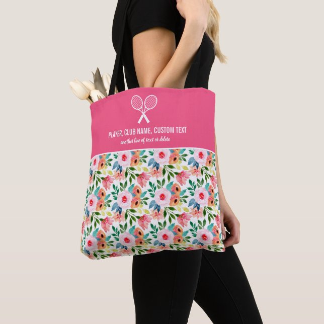 Bolso De Tela Personalizado de impresión floral acuarela raqueta (Detalle)