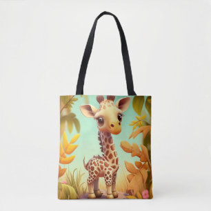 Bolso De Tela Personalizado de jirafa de bebé trópico