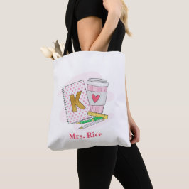 Bolso De Tela Personalizado de kindergarten profesor de café ros