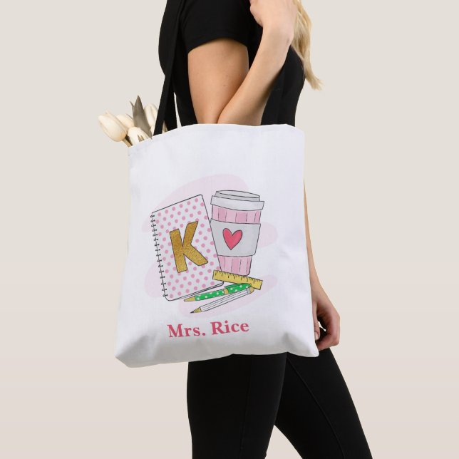 Bolso De Tela Personalizado de kindergarten profesor de café ros (Detalle)