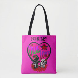 Bolso De Tela Personalizado de la pareja de cráneos rosados de a