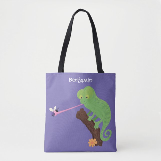 Bolso De Tela Personalizado de lagarto de camaleón verde lindo (Anverso)