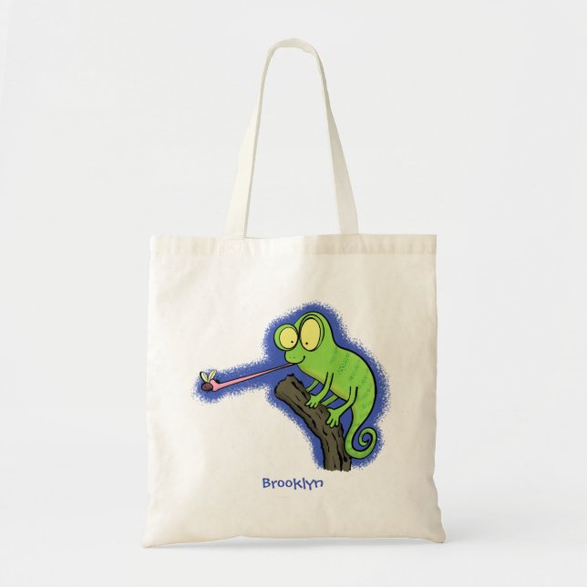 Bolso De Tela Personalizado de lagarto de camaleón verde lindo (Frente)
