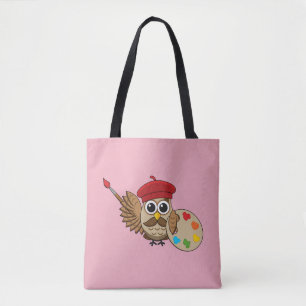 Bolso De Tela Personalizado de Lechuza Cute Painter