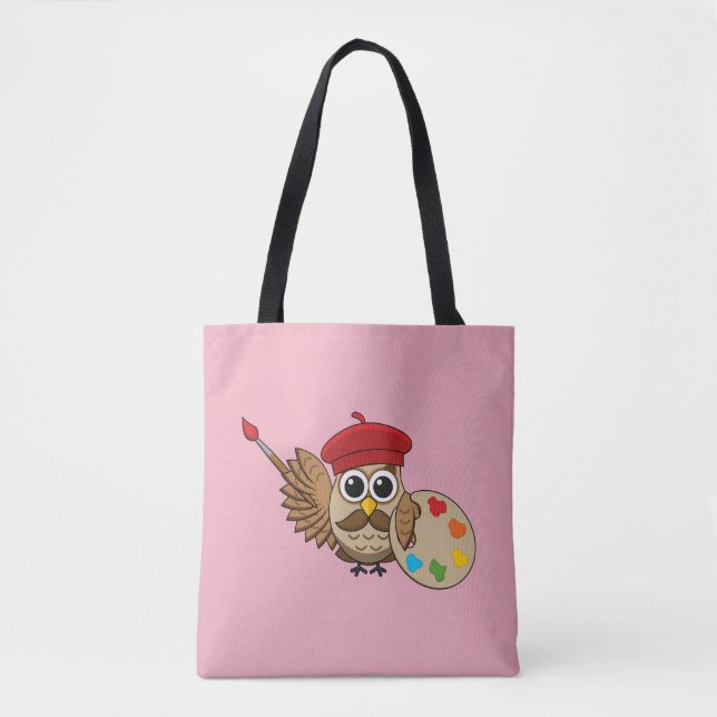 Bolso De Tela Personalizado de Lechuza Cute Painter (Anverso)