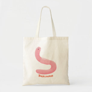 Bolso De Tela Personalizado de lombrices de tierra rosa y alegre