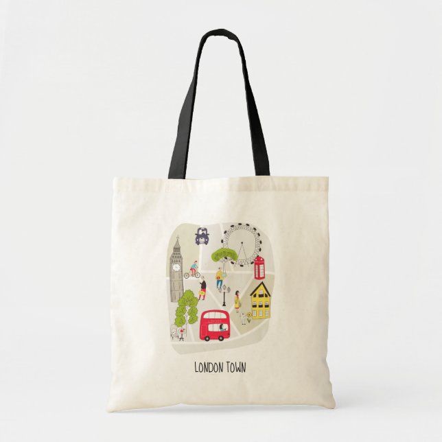 Bolso De Tela Personalizado de Londres Mapa de personas monument (Frente)