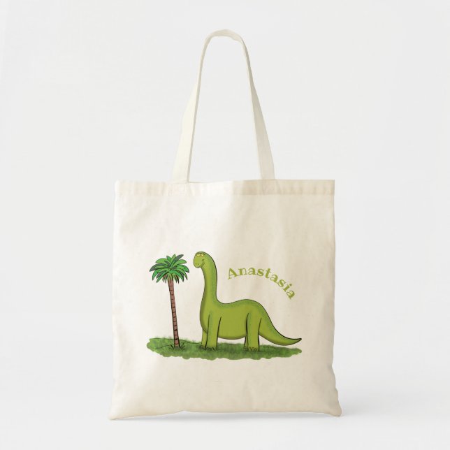 Bolso De Tela Personalizado de los dinosaurios de brontosauro ve (Frente)