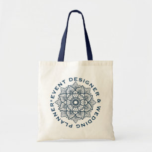 Bolso De Tela Personalizado de Mandala azul oscuro Floral