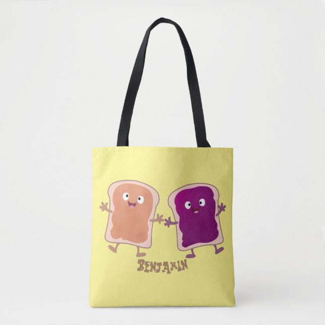 Bolso De Tela Personalizado de mantequilla de cacahuate y sandwi (Anverso)