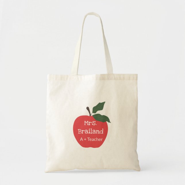 Bolso De Tela Personalizado de manzanas de regalo de profesor pe (Frente)
