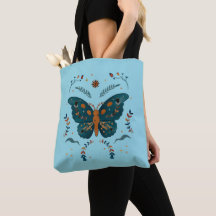 Personalizado de mariposa folclórica Tote Bag