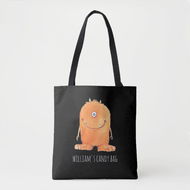 Bolso De Tela Personalizado de Monograma de Candy Cute Monograma (Anverso)