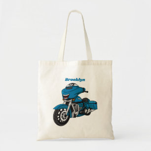 Bolso De Tela Personalizado de moto azul feliz